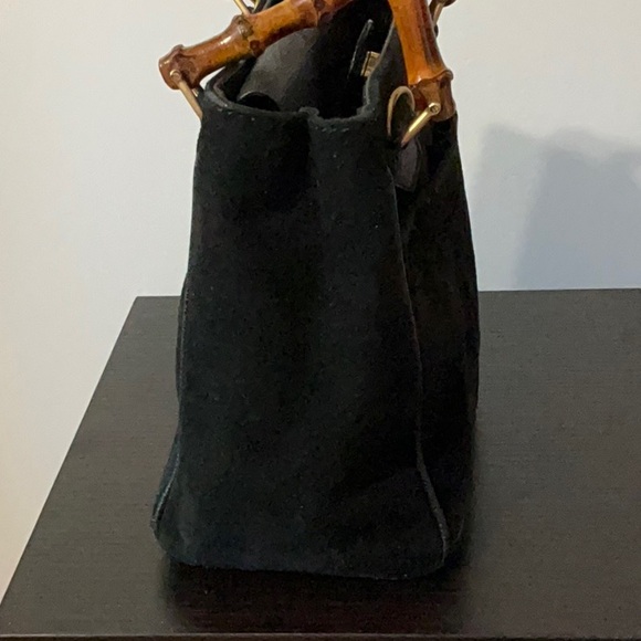 Gucci Diana Black Suede Leather Handbag Tote with Bamboo handles - Picture 7 of 17